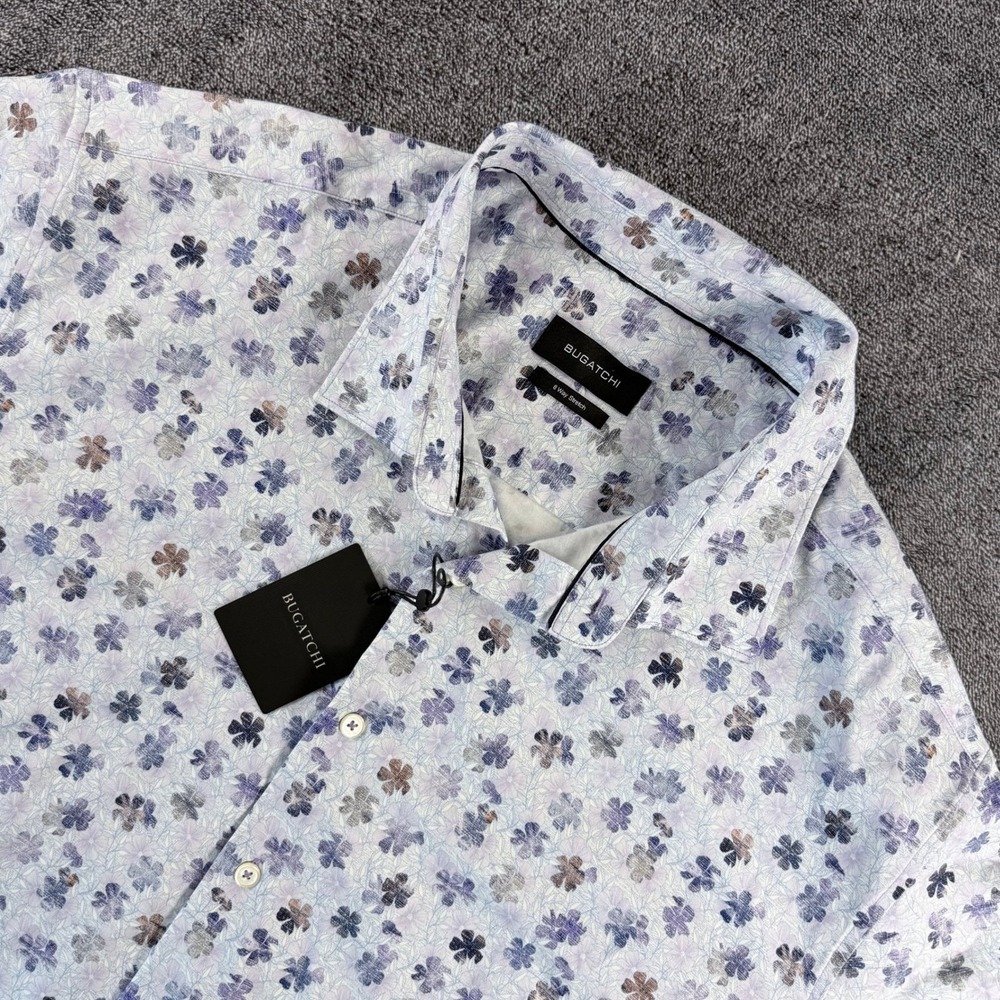 Bugatchi Mens 3XL Short Sleeve Button Down Shirt 8 Way Stretch Floral NWT 179.00